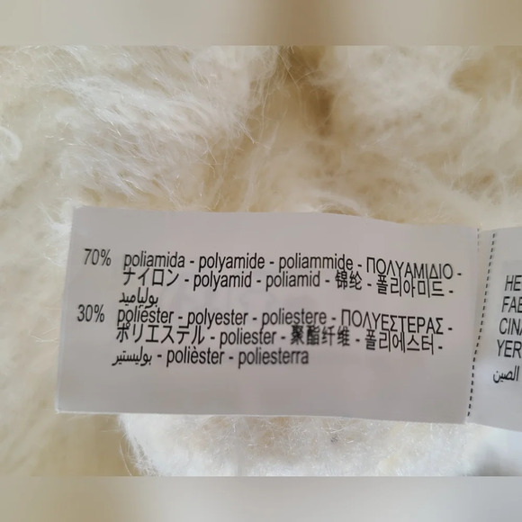 Zara Crop Top Fluffy Pullover‎ White Ivory, Size L - Picture 6 of 6